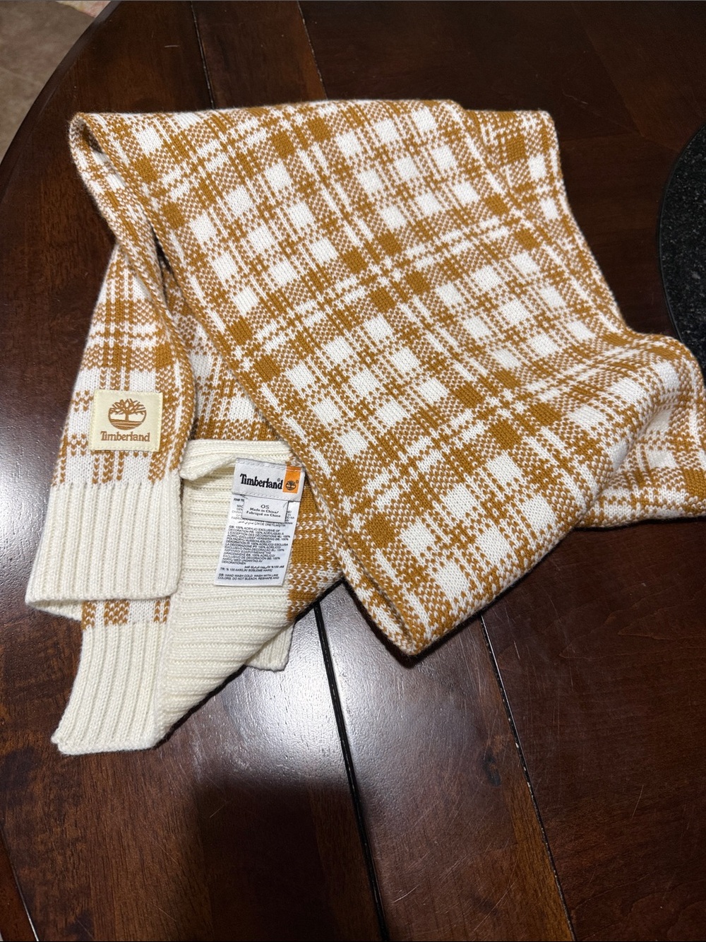 Timberland Scarf Cream and Mustard Plaid